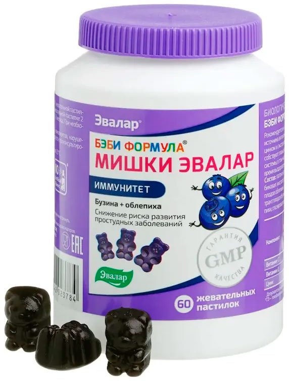 

БАД Эвалар Бэби Формула Мишки Иммунитет (60 пастилок)