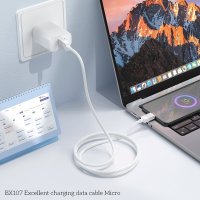 Кабель Borofone BX107 USB Type-A - microUSB (1 м, белый)