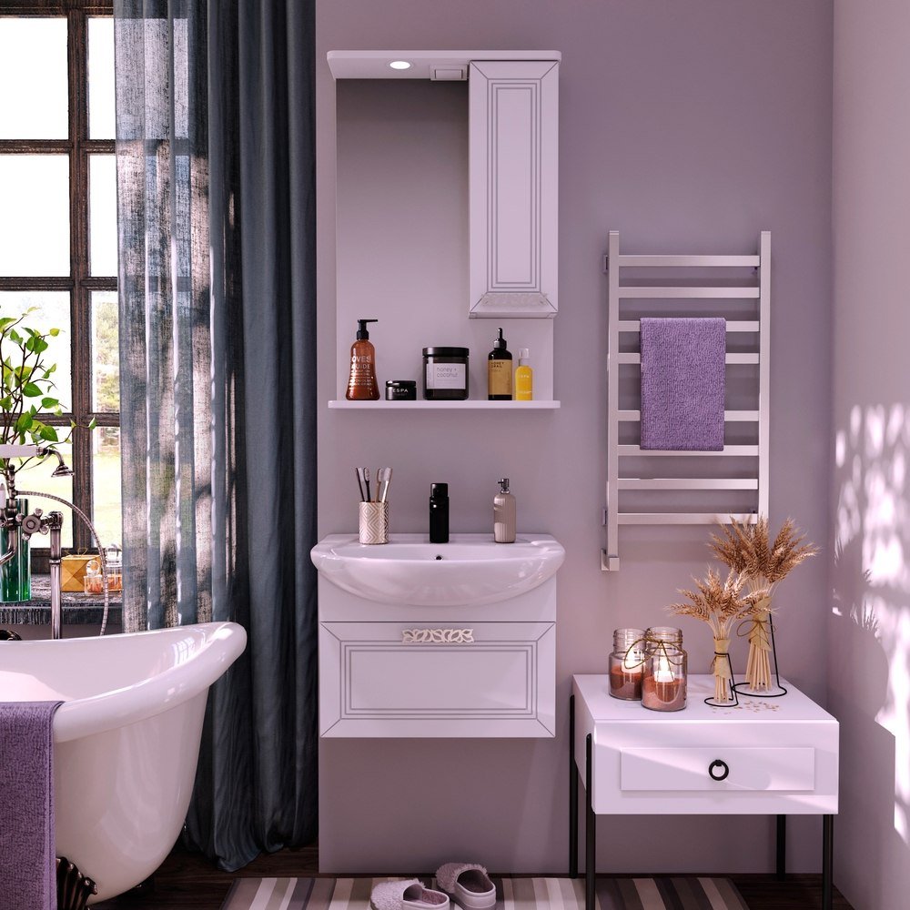 

Runo Тумба с умывальником Runo Монро 55 + Элеганс 55 (подвесная)