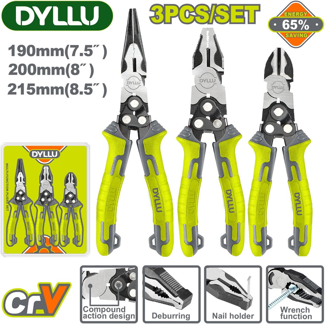 Набор пассатижей Dyllu DTPS0403 (3 предмета)