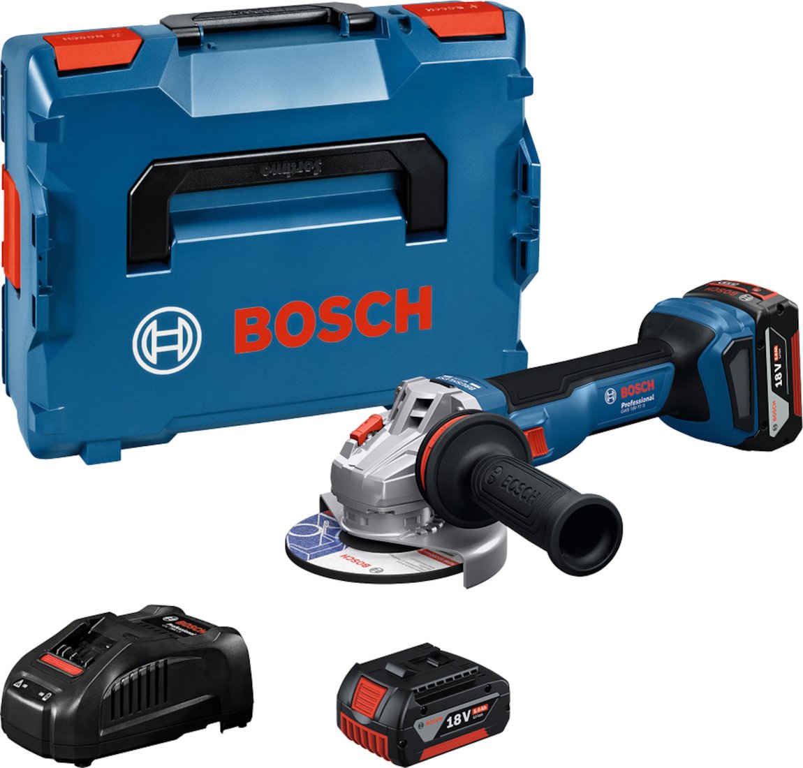 

Угловая шлифмашина Bosch GWS 18V-11 S Professional 06019N4002 (с 2-мя АКБ, кейс)