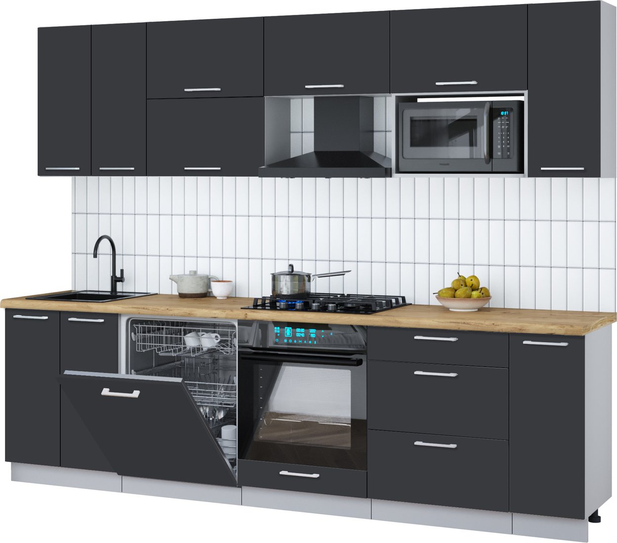 

Готовая кухня Интерлиния Мила Gloss 2.7-ПМ2 (пепел/пепел/дуб бунратти)