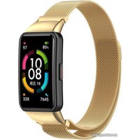Браслет Rumi Milanese loop металлический для Huawei Band 6 / Honor Band 6 (золотистый)