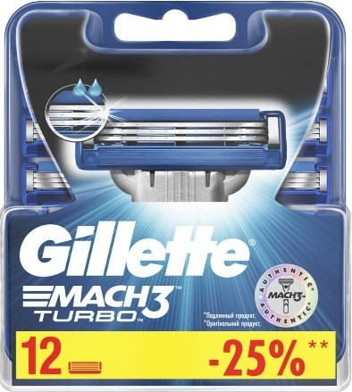 

Сменные кассеты для бритья Gillette Mach3 Turbo (12 шт)