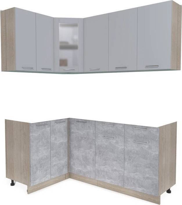 

Готовая кухня Интерлиния Мила 12x18 без столешницы (серебристый/бетон)