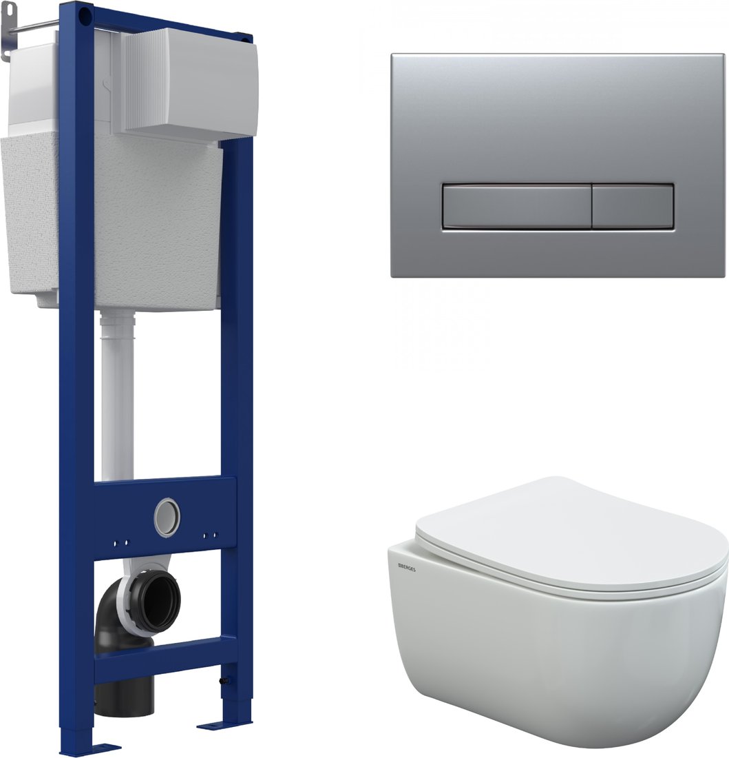 Унитаз подвесной Berges Wasserhaus Ventas Rimless + АТОМ 410 AT-043341 (с сиденьем)