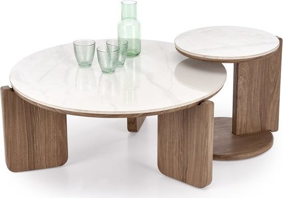 

Журнальный столик Halmar Diuna (2 шт, белый мрамор/светлый орех)