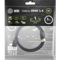 Кабель CACTUS HDMI - HDMI CS-HDMI.1.4-1 (1 м, черный)