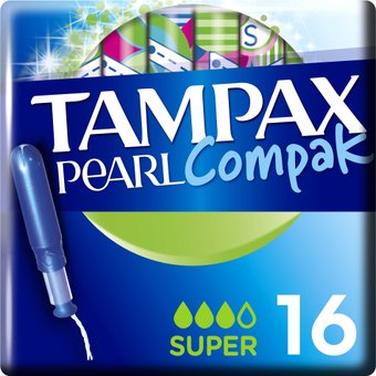 Тампоны с аппликатором Tampax Compak Pearl Super (16 шт)