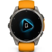 Умные часы Garmin Fenix 8 Sapphire, Titanium 47мм (светло-серый, оранжевый силиконовый ремешок)