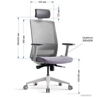 Офисное кресло Bestuhl S30 White Pl с подголовником и рег. подлокотником (черная сетка/серая ткань) в Витебске