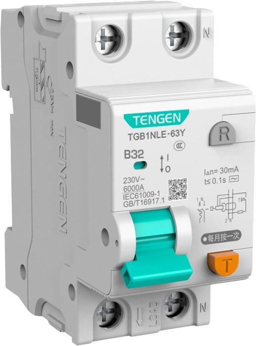 

Дифференциальный автомат Tengen TGB1NLE-63Y 1P+N 32A B 6kA 30mA AC 2M TEN312115
