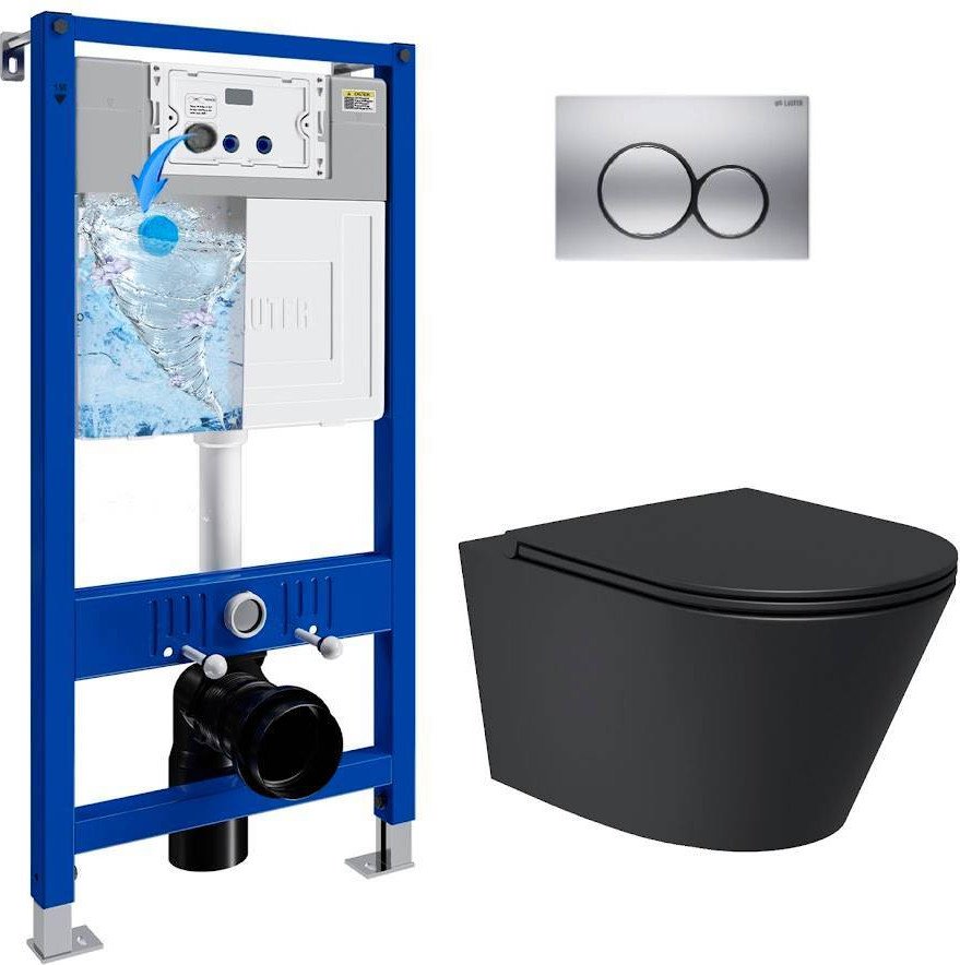 

Унитаз подвесной Lauter Longer 2110822B + 21901002 (кнопка 219701E, хром)