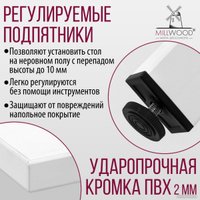Кухонный стол Millwood Сеул Л 100x60x75 (белый/металл белый)