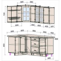 Готовая кухня Интерлиния Мила Деко 1.2x1.9 (индиго/индиго/опал светлый)