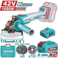 Угловая шлифмашина Total TAGLI4108112 (с 2-мя АКБ, кейс)