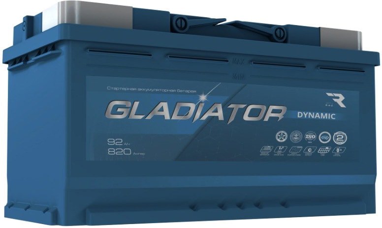 

Автомобильный аккумулятор Gladiator Dynamic 6СТ-92L(0) (92 А·ч)