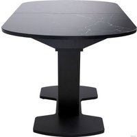 Кухонный стол Аврора Корсика фотопечать 120-151.5x80 (мрамор черный 9/черный матовый)