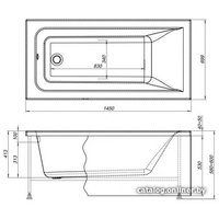 Ванна Aquanet Bright 145x70 (с каркасом)