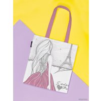 Сумка шоппер JoyArty Прекрасная дама в Париже ткань под лен bsh_15470