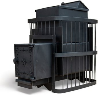 Банная печь ComfortProm Сталь 8мм 26м3, закрытая каменка, чугунная дверь