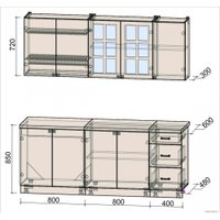 Готовая кухня Интерлиния Мила Деко 2.0А (индиго/индиго/опал светлый)