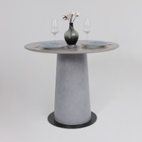 Кухонный стол Lepremo AV 2317 МДФ+керамика 900 (серый матовый Larka Grey/черный+HPL Будда)