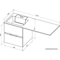  Aquanet Тумба Алвита 120 L с умывальником Фортуна 120 (серый антрацит)