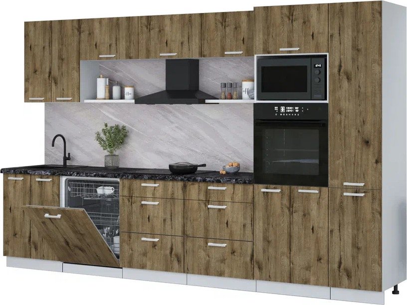 

Готовая кухня Интерлиния Мила Лайт 3.4-ПМ1 (дуб веллингтон/дуб веллингтон/кастилло темный)