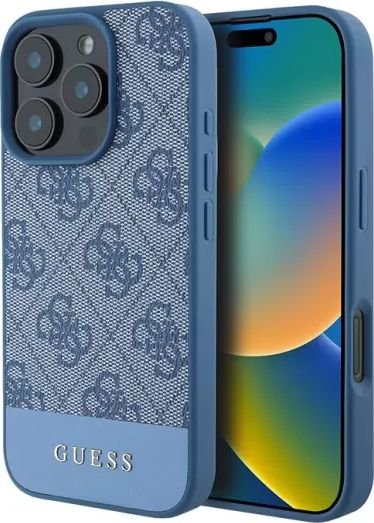 

Чехол для телефона Guess PU 4G Bottom stripe Metal logo для iPhone 16 Pro GUHCP16LG4GLBL