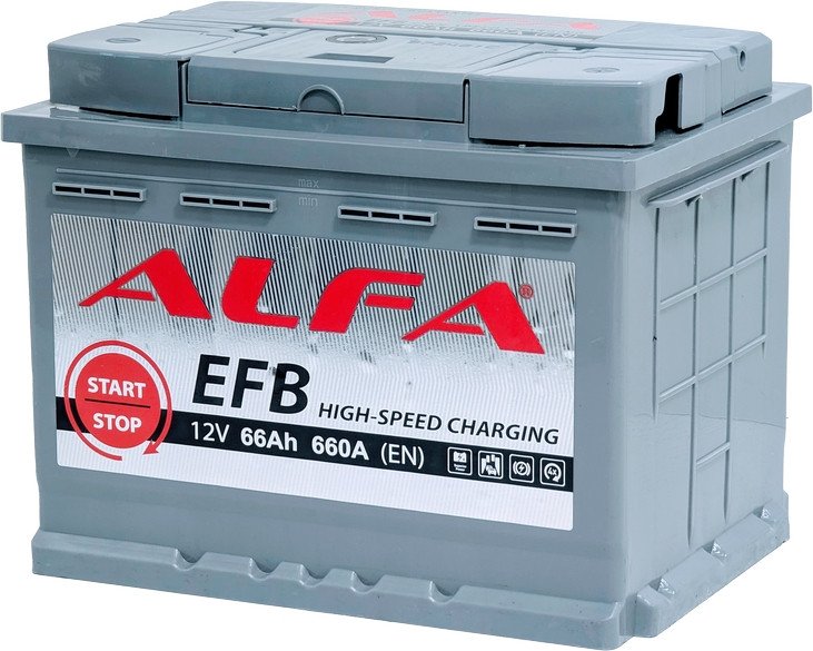 

Автомобильный аккумулятор ALFA EFB 66 R+ (66 А·ч)