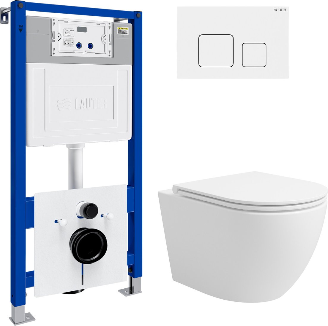 

Унитаз подвесной Lauter Vortex 2110830 с кнопкой 219702F (квадратная, белый)