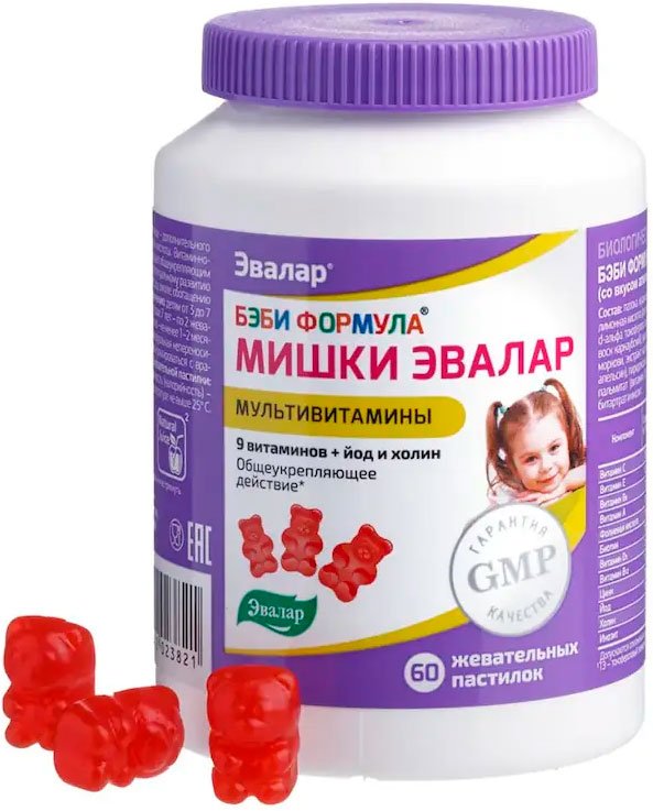 

БАД Эвалар Бэби Формула Мишки Мультивитамины (60 пастилок)