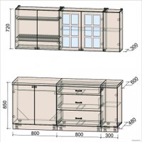 Готовая кухня Интерлиния Мила Деко 1.9 Б (пепел/опал светлый)