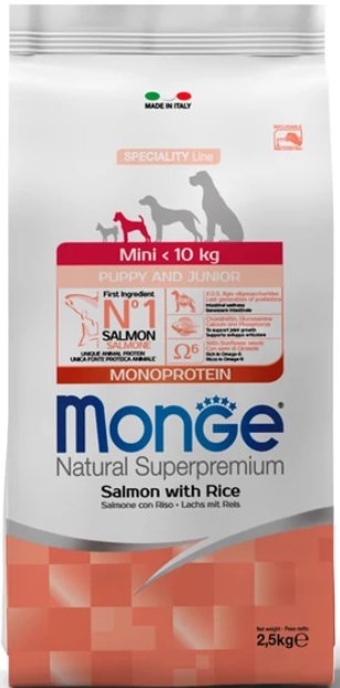 

Сухой корм для собак Monge Dog Speciality Line Monoprotein Mini лосось с рисом 2.5 кг