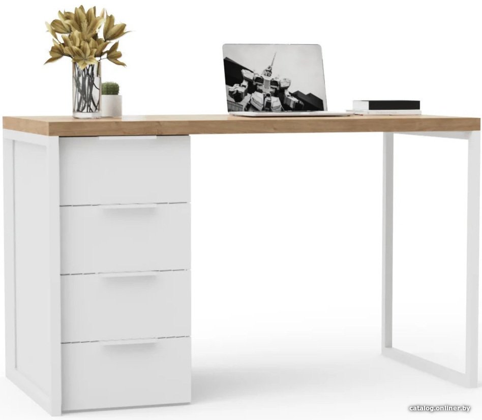 Стол Crafto Кихот Лофт 01 120x60x75 (белый/золотистый дуб)