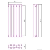 Стальной трубчатый радиатор Сунержа Эстет-11 500х225 5 секций (матовая шампань)