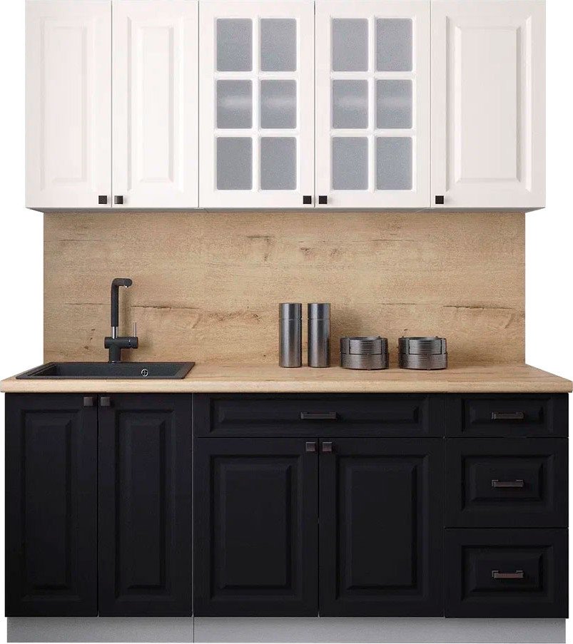 

Готовая кухня Интерлиния Мила Деко 1.8А (черный/белый/дуб бунратти)