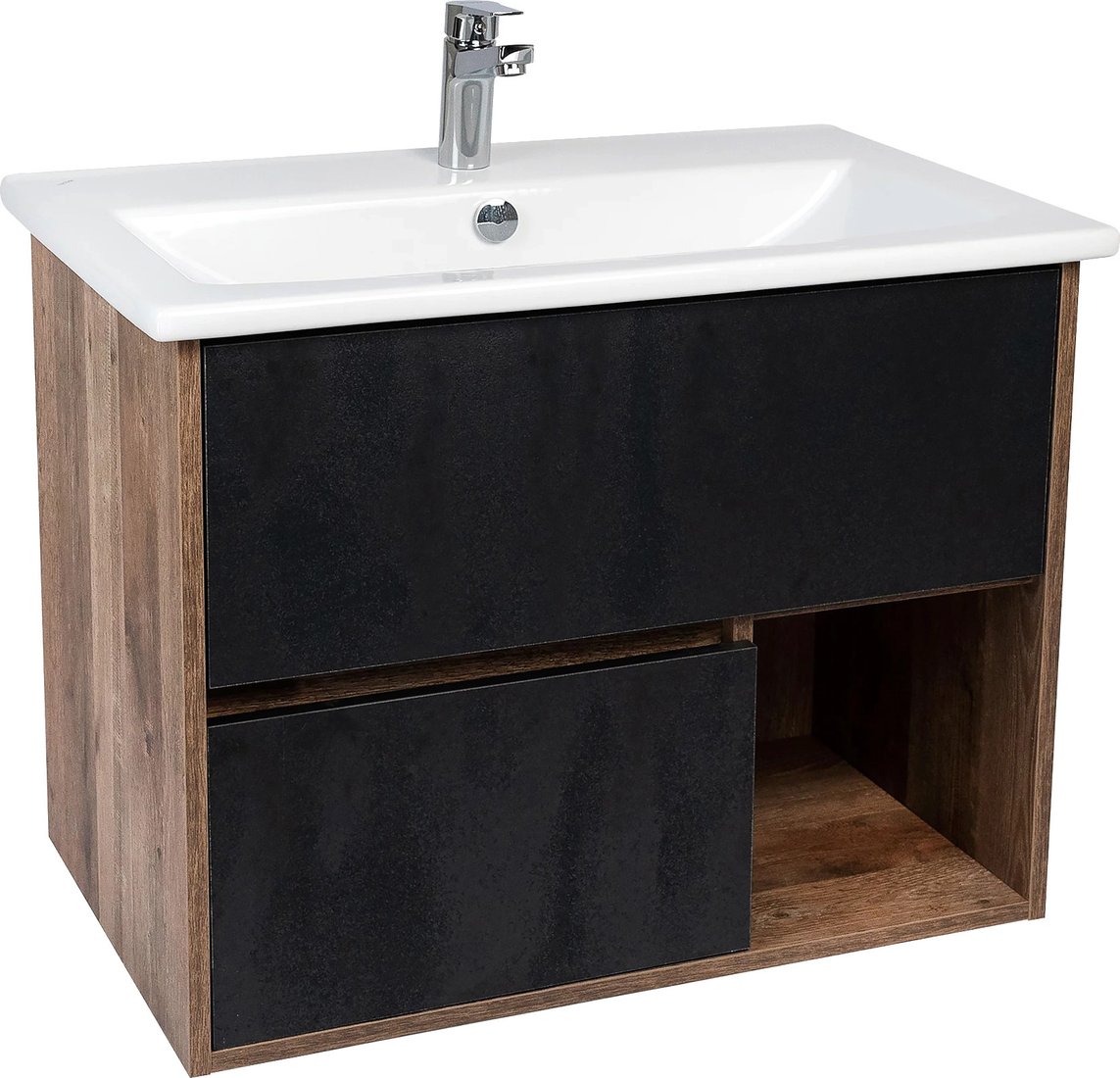 

Viant Тумба с умывальником Люксембург Элина 60 VLUX60ELCH-T2YP (черный)+1WH501606