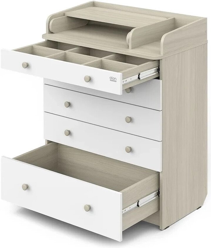 

Детский комод Атон Мебель Leo ЛДСП 800/5 с органайзером (шимо светлый/белый)