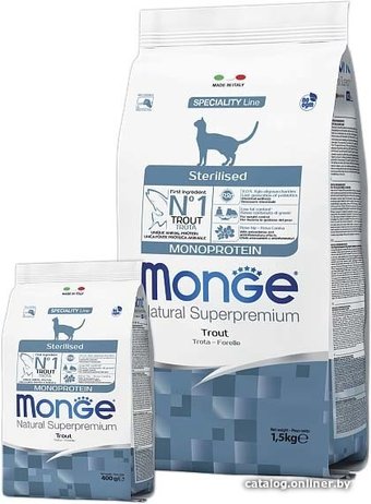 Сухой корм для кошек Monge Superpremium Monoprotein Sterilised Trout 1.5 кг