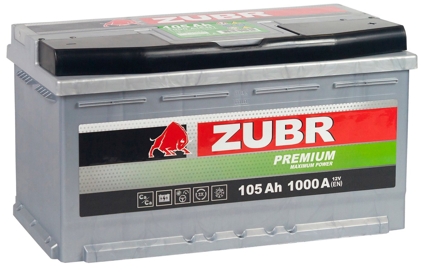 

Автомобильный аккумулятор Zubr Premium R+ (105 А·ч)