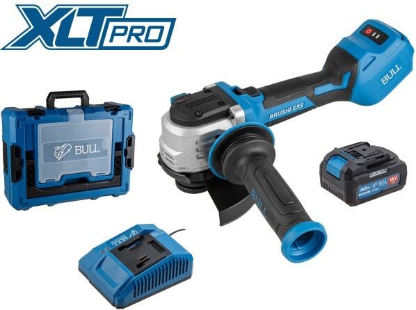 

Угловая шлифмашина Bull CSG 1812-1 SR XLTpro Xcase 1333997 (с 1-м АКБ, кейс)