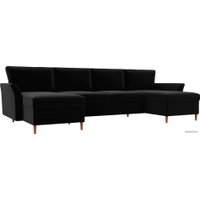 П-образный диван Лига диванов София 100068 (микровельвет, черный)