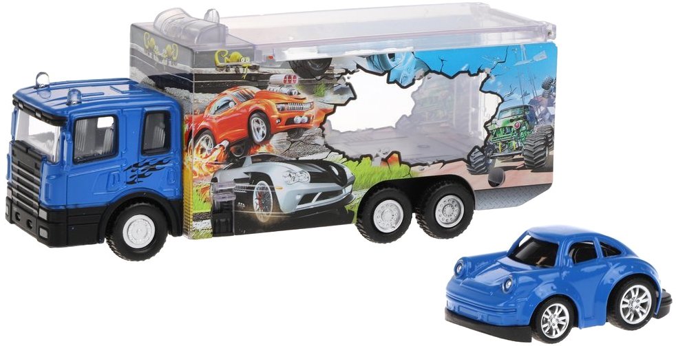 

Автовоз Пламенный мотор С мини машинкой 870529 (синий)