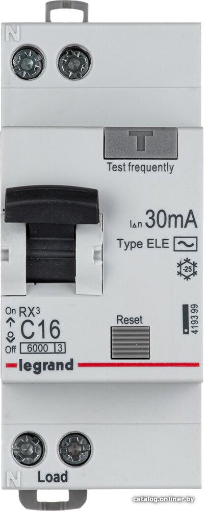Дифференциальный автомат Legrand RX3 1P+N C 16А 30мА 6кА 2М AC 419399