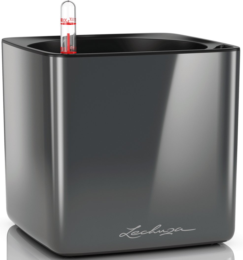 

Кашпо Lechuza Cube Glossy 16 13521 (антрацитовый металлик)