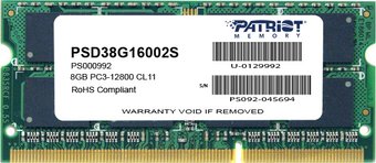 Patriot Signature 8GB DDR3 SO-DIMM PC3-12800 (PSD38G16002S)