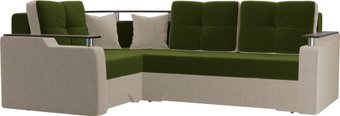Лига диванов Комфорт 27931 (левый, микровельвет, зеленый/бежевый)