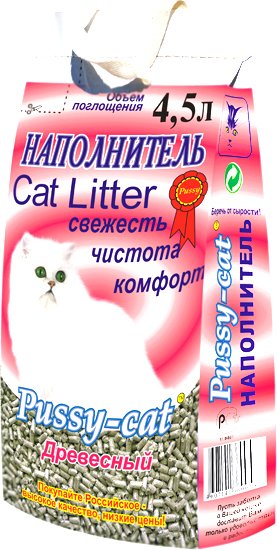 Наполнитель для туалета Pussy Cat древесный 10 л